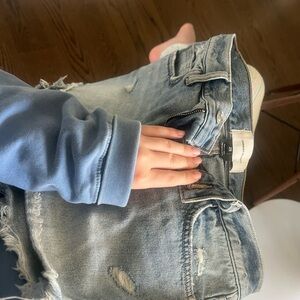 Current/Elliott High Waist Distressed Denim Shorts - Blue